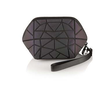 Pryzm Makeup Bag for Women - Cosmetic Pouch with Wristlet - Toiletry Organizer Purse - Luminous, Glow in the Dark, Reflective, Geometric &amp; Holographic design