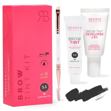 RB RENATA BEAUTY Brow Tint Kit &ndash; Eyebrow Tint Set &ndash; Dye Kit with Color Tint, Cream Developer and Styling Brush &ndash; Long-Lasting Effect Up to 4 Weeks &ndash; 30 Applications [Graphite]