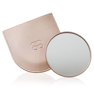 7X Magnifying Mirror - Clear Compact Mirror for Purses, Precision Makeup, Tweezing &amp; Skincare &ndash; Travel Magnifying Mirror with Vegan Leather Sleeve &ndash; Fits Glow Mirror - Matte Gold