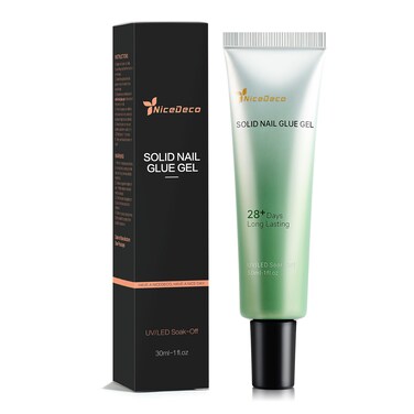 Hema Free Gel Nail Glue Cruelty Free Vegan Solid Nail Glue Gel for False Nail Tips Press on Nails Strong Adhesive Rhinestone Glue Gel