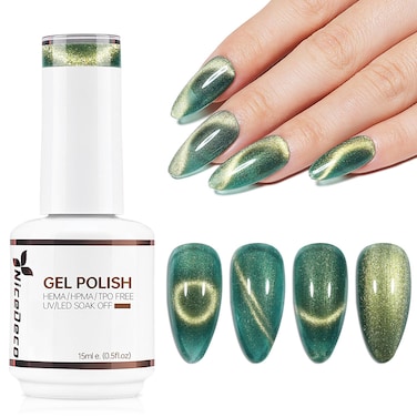 Hema Free Cruelty Free Vegan Cat Eye Gel Nail Polish, High Gloss Long Lasting Soak Off LED U V Gel Polish 1 Pcs 15ml - 312