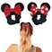 Styla Hair 2pk Mouse Ear Scrunchies for Kids Velvet Hair Bow Scrunchies for Women - Sparkle Sequins Mouse Hair Bands for Mickey Ears (Hot Pink)