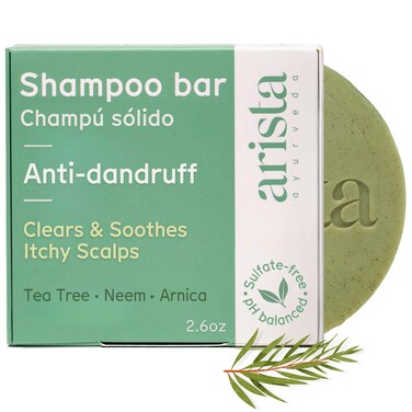 Arista Anti-Dandruff Shampoo Bar   Sulfate-Free, with Leaf Powder, Arnica &amp; Tea Tree   Vegan Solid Shampoo Bar