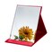 JOLY Protable PU Leather Mirror Folding Desktop Makeup Mirror with Adjustable Stand for Personal Use,Travelling (M, Red)