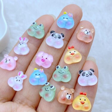 Animal Nail Charms 50PCS - 3D Resin Nail Decorations Flatback Kwaii Cute Nail Charms for Acrylic Nails