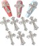 3D Cross Nail Charms, Silver Crystal Cross Nail Decorations for Nail Art, 10Pcs, Metal Nail Art Rhinestones Cross Charms for DIY Designs Supplies (Silver)