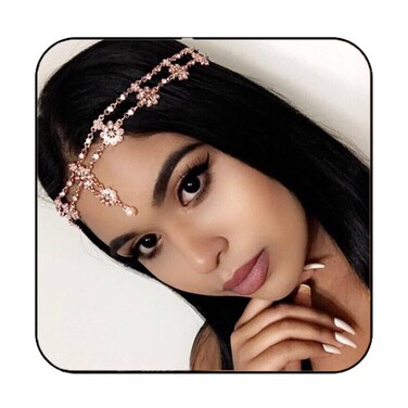Unsutuo Hair Jewelry Head Chain Wedding Bohemian Floral Headband Elastic for Women(Rose Gold)