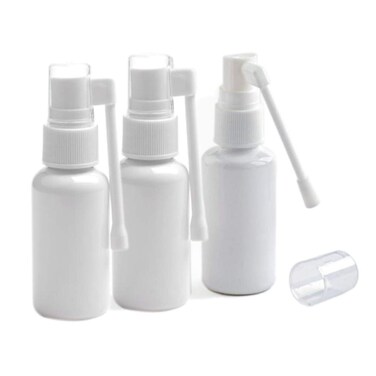 UPSTORE 3PCS 1oz(30ml) Plastic Nasal Spray Bottle With 360 Degree Rotation Refillable Empty Throat Sprayer Pump Cleaning Container Travel Sized Sub Cosmetic Bottle (White)