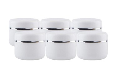 6pcs 250g/8oz White Plastic Jars Empty Cosmetic Jars Refillable Round Containers with Dome Lid for Cosmetic Lotion Cream