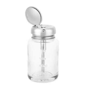 Push Down Pump Dispenser Bottles, Transparent Nail Polish Remover Bottles Pump Dispenser Bottles Empty Glass Container Glass Press Pump Dispenser Bottle for Lotion Makeup Remover or Other Liquid (1)