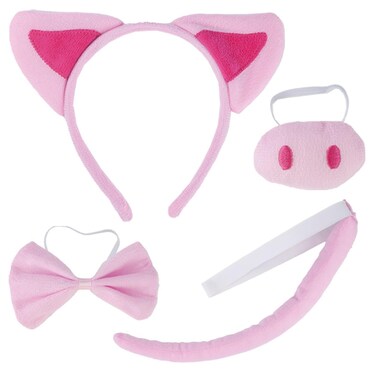 YAXAMING Halloween Pig Ears Headband Nose Bow Tie Tail Pink Pig Hair Hoops Bands Bowtie Animal Headpiece Hairband Women Christmas Xmas Holiday Festival Cosplay Dress Up Birthday Party Accessories