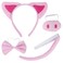 YAXAMING Halloween Pig Ears Headband Nose Bow Tie Tail Pink Pig Hair Hoops Bands Bowtie Animal Headpiece Hairband Women Christmas Xmas Holiday Festival Cosplay Dress Up Birthday Party Accessories