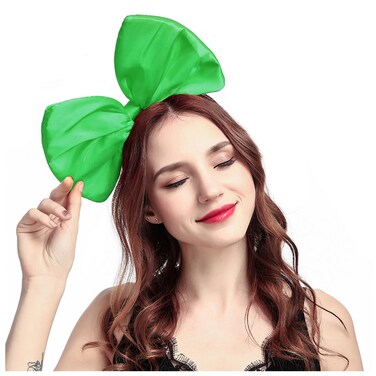 Hairband - Huge Bow Headband, Big Bowknot Hair Bands, Handmade Hair Accessories, 1 Pack Green for Women and Men, Versatile for Holiday Parties, Cosplay, Christmas &amp; Halloween