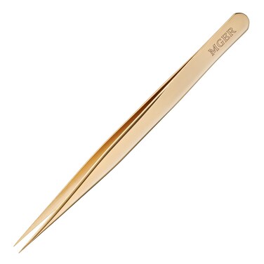 Lash Tweezers for Eyelash Extension, Hand Calibrated Straight eyelash tweezers, False Lash Application Tools, Lash extension tweezers gold