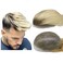 NLW European human hair toupee for men Thin skin PU 10x8" Straight hair mens pieces hair replacement for men human hair system for men hair prothesis units T4/613 Blonde color