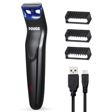 POVOS One-Blade Beard Trimmer, Bidirectional Electric Face&amp;Body Hair Removal Shaver, Waterproof Stubble Detail Groomer Kit