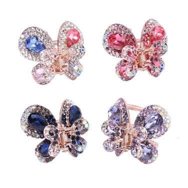 Ruihfas 4Pcs Elegant Women's Crystal Rhinestone Hair Claws Cute Butterfly Flying Hair Jaw Clips Accessories 0.98" &times; 0.91