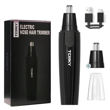 Ear and Nose Hair Trimmer Clippers for Men - Rechargeable Trimmer with 360&deg;Rotary Blades for Easy Cleansing,Nose Hair Trimmer with 1 Extra Replaceable Blades (Black)