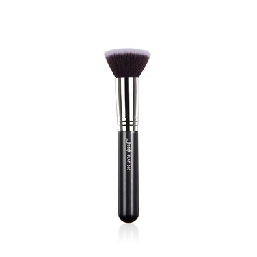 Jessup Makeup Brush Foundation Brush Professional Kabuki Single Brush Face Brush Cosmetic Brush Synthetic Hair Black/Silver B069-080
