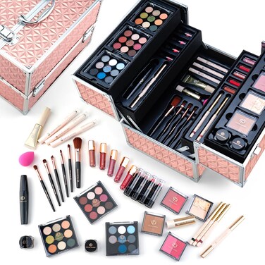 Color Nymph Professional Makeup Set for Teens, Girls &amp; Women - Full Kit with Storage Train Case, Beginner Cosmetics Kit with Eyeshadow, Blush, Lipstick, Lipgloss, Mascara &amp; Tools - Pink