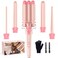 Waver Curling Iron Curling Wand - BESTOPE PRO 5 in 1 Curling Wand Set with 3 Barrel Hair Crimper for Women, Fast Heating Crimper Wand Curler in All Hair Type, Women Gifts - Leather Pink