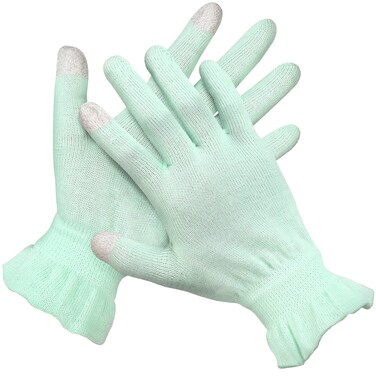 3 Pairs Moisturizing Gloves Overnight,Cotton Gloves for Dry Hands,Eczema Gloves with Touchscreen Fingertips,Nighttime Lotion Gloves for Sleeping,SPA,Beauty (M)