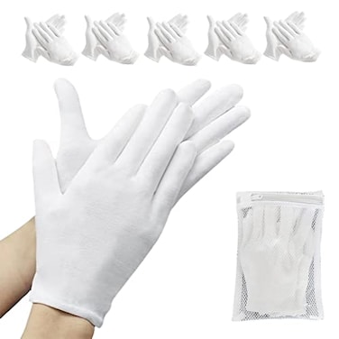 16 Pcs（8pairs） White Cotton Gloves，White moisturizing Gloves, Cotton Gloves for Dry Hands Eczema, White Sleep Gloves for Men and Women, Beauty Coin SPA Cloth Gloves.