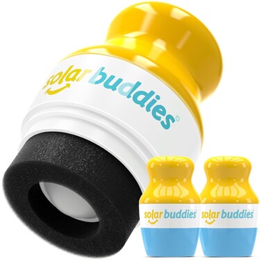 Solar Buddies Sunscreen Applicator - Blue Pack of 2 - BPA-Free Refillable Roll on Sponge Sunscreen, Suncream &amp; Lotion Applicator For Kids, Adults &amp; Families - Holds 3.4fl oz, Perfect Size for Travel