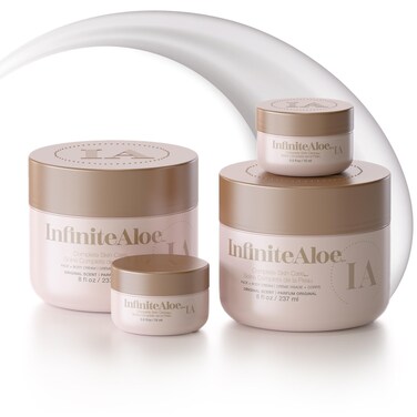 InfiniteAloe Complete Skin Care, Aloe Vera Powered Face and Body Cream for All Skin Types, Dry Skin Everyday Hero, Original Scent - 2 Large Jar 8 oz &amp; 2 Travel Jar 0.5 oz