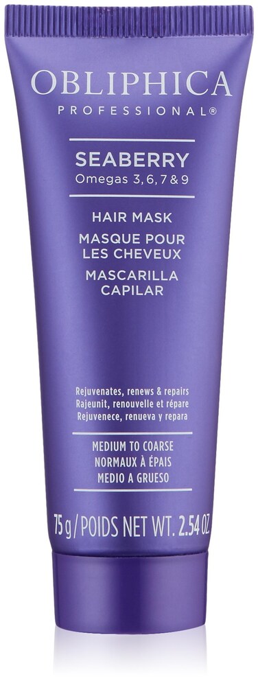 Obliphica Seaberry Hair Mask - Deep Conditioning Hydrating Treatment for Dry and Damaged Hair - Moisturizing Hair Repair and Growth Mask for Medium, Coarse, and Color-Treated Hair - 2.64 Fl Oz