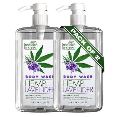 Natural Therapy Body Wash for Women and Men with Hemp &amp; Coconut Oils - Shower Gel Cleanses and Moisturizing Skin - With Pure Dead Sea Minerals Nourish for Body - Pack of 2 (67.6 fl.oz)
