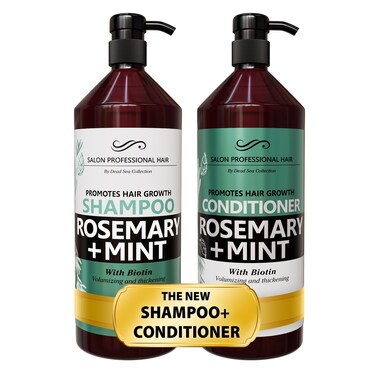 Dead Sea Collection Shampoo and Conditioner Set for Strengthening and Volume - Pure Dead Sea Minerals, Rosemary and Mint &ndash; Nutrition, Repair and Shine - Pack of 2 (33.8 &amp; 30.6 Fl. Oz)