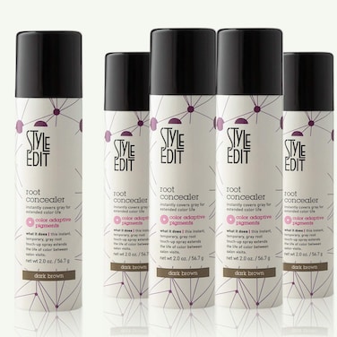 Style Edit Root Concealer Touch Up Spray - Instantly Covers Greys And Roots - Professional Salon Quality Grays Cover Up Hair Products for Women Dark Brown 2 Ounce PACK OF 4 PLUS 1 FREE (Total Of 5)