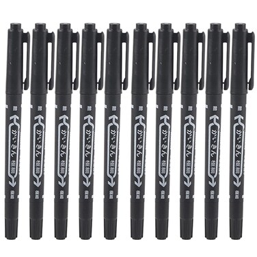 10 Pcs Tattoo Pen Tattoo Skin Marker Marking Scribe Pen Fine and Reg Tip Tattoo Stencil Markers Pen (black)