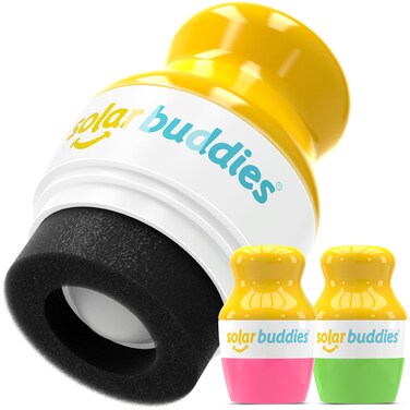 Solar Buddies Sunscreen Applicator - Pink &amp; Green Duo - BPA-Free Refillable Roll on Sponge Sunscreen, Suncream &amp; Lotion Applicator For Kids, Adults &amp; Families - Holds 3.4fl oz, Perfect Size for Travel