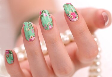 Nail Polish Art Strips 18 Wraps Decal DIY Manicure Pedicure Flower Design Pattern Wedding Bachelorette Prom Party