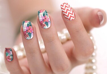 Nail Polish Art Strips 18 Wraps Decal DIY Manicure Pedicure Flower Design Pattern Wedding Bachelorette Prom Party