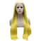 Mxangel Long Straight Ombre Blonde Yellow Synthetic Lace front Wig Half Hand Tied Natural Wig