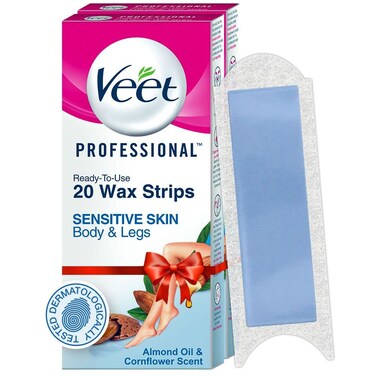 Veet Full Body Waxing Kit for Sensitive Skin - 20 Strips (Pack of 2)