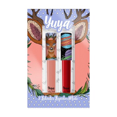 Yuya Cosmetics Republics Set of 2 "Bonita" Liquid Lipsticks with Exclusive Distinctive Design on Cap, Sleek Matte Finish, Long-Lasting Formula, and Easy to Apply.