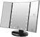 Tri-fold Lighted Vanity Makeup Mirror with 3x/2x Magnification,21 LEDs Light and Touch Screen,180 Degree Free Rotation Countertop Cosmetic Mirror,Travel (Black)