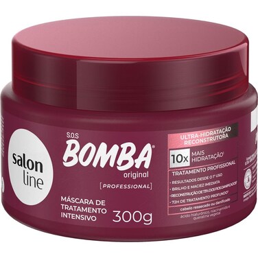 Salon Line - Linha SOS Bomba (Ultra Hidratacao Reconstrutora) - Mascara Hidratante 300 Gr - (SOS Bomb (Ultra Reconstruction Moisturizing) - Moisturizing Mask Net 10.58 Oz)