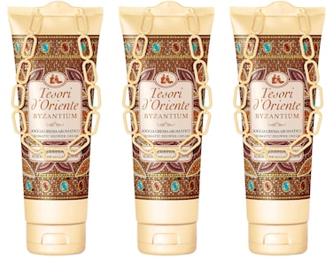 Tesori d'Oriente: "Byzantium" Aromatic Shower Cream, with Black Rose and Labdanum 8.45 Fluid Ounce (250ml) Tubes (Pack of 3) [ Italian Import ]