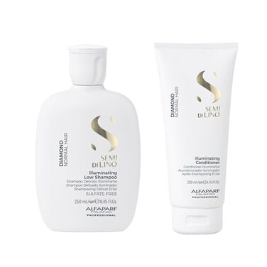 Alfaparf Milano Semi di Lino Diamond Illuminating Shampoo and Conditioner Set - Sulfate Free Shampoo and Conditioner for Color Treated Hair - Adds Brilliant Shine and Softness