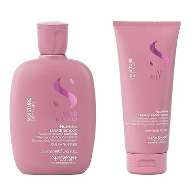 Alfaparf Milano Semi di Lino Moisture Nutritive Shampoo and Conditioner Set for Dry Hair - Sulfate Free Moisturizing Shampoo and Conditioner - Safe on Color Treated Hair - Adds Shine and Softness