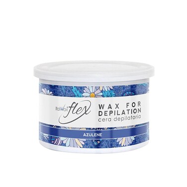 Italwax Flex Azulene - 397g / 14oz - Soft wax for hair removal - Unscented - Liposoluble syntetic formulation - Ideal for waxing all body area​