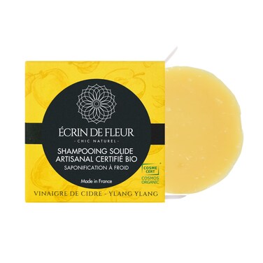 French Apple Cider Vinegar Solid Shampoo Soap Bar, Infused with Ylang Ylang Essential Oils, Sulfate and Paraben free, 1.9 oz