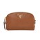 Prada Vitello Daino Cannella Brown Leather Small Cosmetic Case Bag