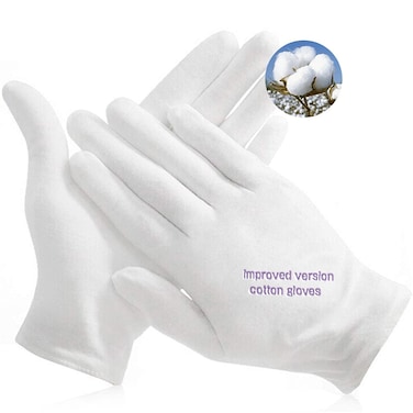 24pcs Soft Cotton Gloves for Dry Hands Cotton Sleep Gloves Overnight Eczema Moisturizing Lotion Treatment Reusebale Work Gloves for Coin Jewelry Silver Archival Costume Inspection (Medium)