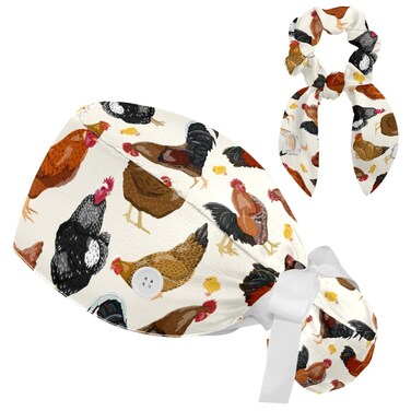 Adjustable Working Cap with Buttons Tropical Fruits Banana Avocado Surgical Elastic Bandage Tie Back Hat